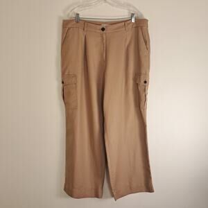 Loft Wide Leg Khaki Tan Cargo Casual Utility Pants Size 18P